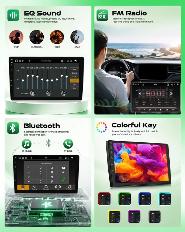 Alt view image 3 of 5 - 9'' Bluetooth 5.2 Car Stereo for Toyota Corolla EX 2005-2012