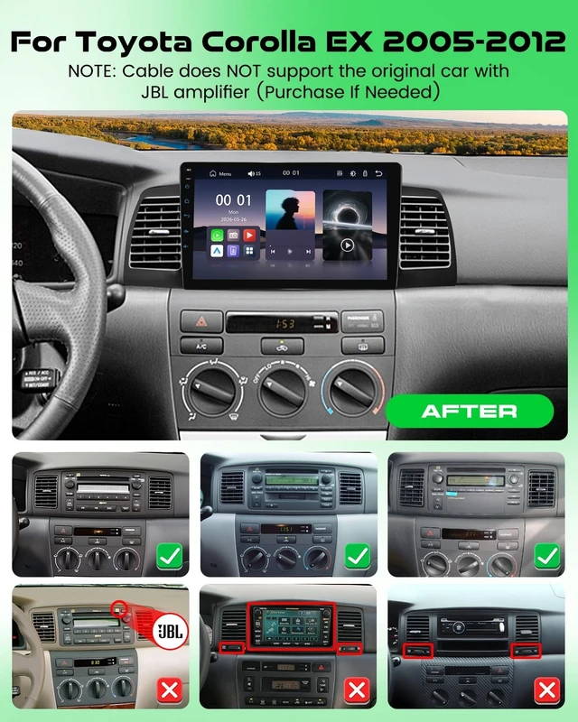Alt view image 4 of 5 - 9'' Bluetooth 5.2 Car Stereo for Toyota Corolla EX 2005-2012