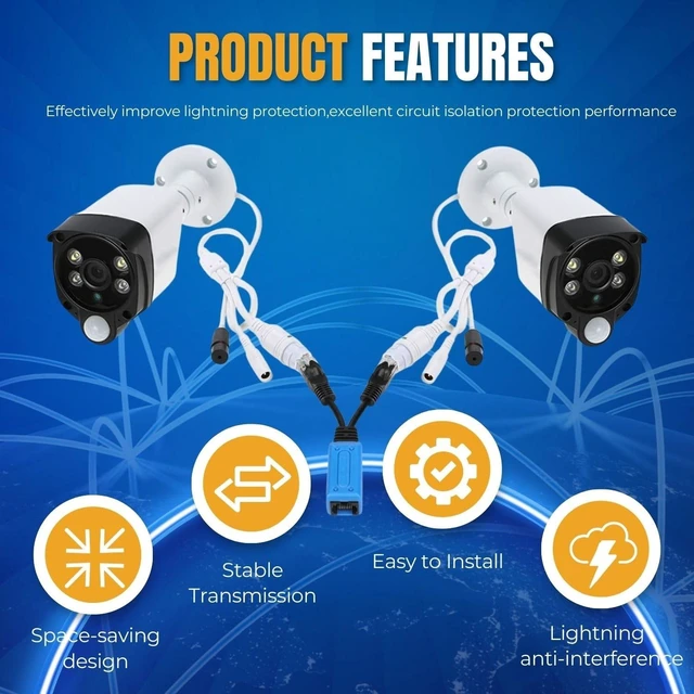 Alt view image 3 of 5 - TNP RJ45 Ethernet Cable Combiner/Splitter Kit (4 Pair) - 2 Male to 1 Female POE Data Adapter LAN Ethernet Network Extender Y Splitter Cat5 Cat5e Cat6 UPOE Cable for Surveillance Security Monitoring