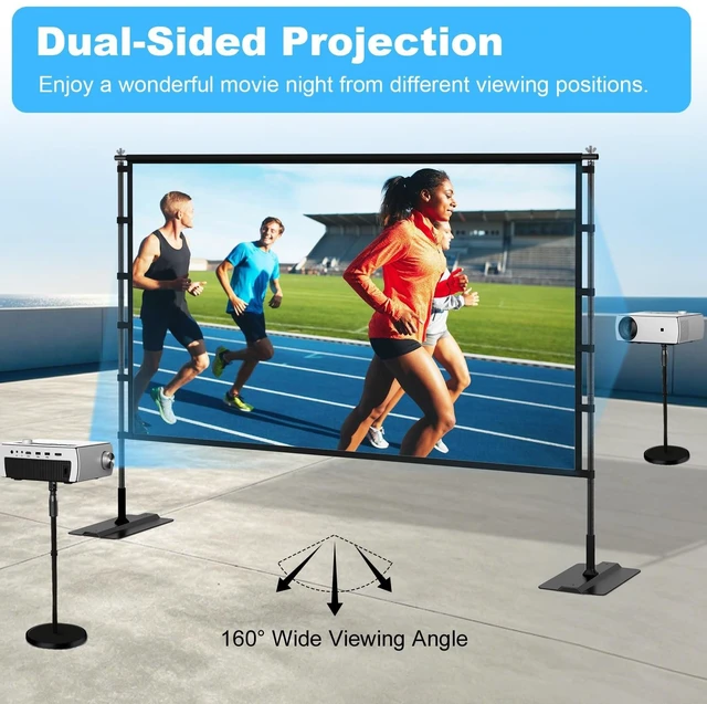 Alt view image 5 of 5 - TOWOND 120 inch Projector Screen with Stand, Outdoor Movie Screen for Backyard and Camping, 4K HD 16:9 Anti-Crease Portable with Carry Bag for Sports Viewing Parties - Support Double Sided