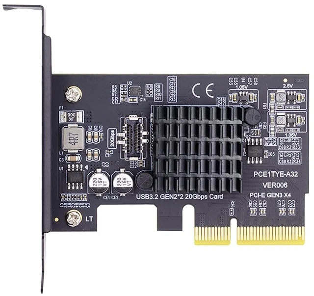 Main image of Xiwai USB 3.0 Type-A & USB-C Type-C Female to USB 3.1 Type-E Male Front Panel Header Motherboard Extension Data Adapter (Black PCI-E Card 20Gbps)