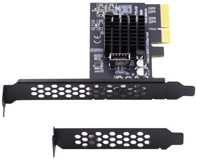 Alt view image 2 of 5 - Xiwai USB 3.0 Type-A & USB-C Type-C Female to USB 3.1 Type-E Male Front Panel Header Motherboard Extension Data Adapter (Black PCI-E Card 20Gbps)