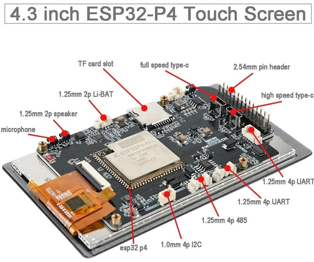 Alt view image 2 of 5 - DIYmalls 4.3 inch ESP32-P4 Display Capacitive Touchscreen IPS LCD ESP32P4