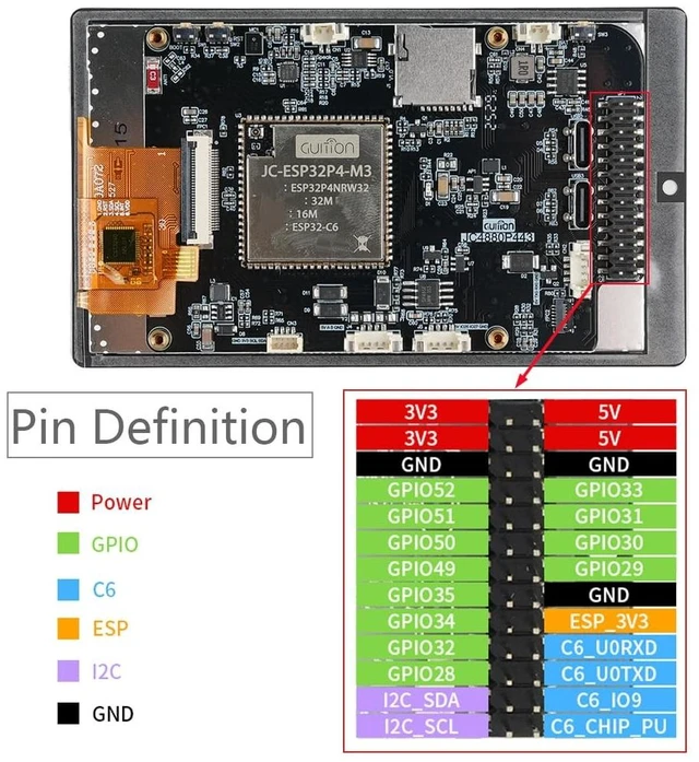 Alt view image 4 of 5 - DIYmalls 4.3 inch ESP32-P4 Display Capacitive Touchscreen IPS LCD ESP32P4