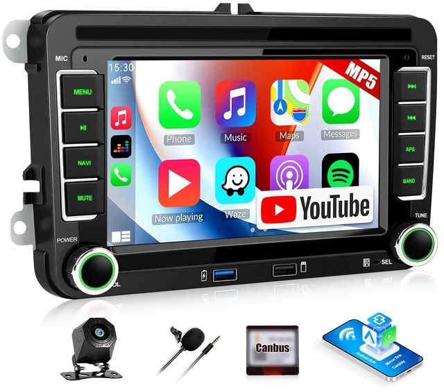 Main image of CAMECHO Car Stereo for Volkswagen VW Passat 2006-2014 with Wireless Apple CarPlay & Android Auto & YouTube, 7 Inch IPS Touchscreen Car Radio with Bluetooth, FM, USB, Mirror Link, Backup Camera