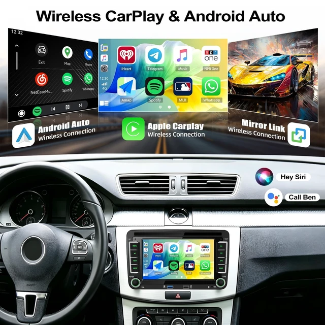 Alt view image 4 of 5 - CAMECHO Car Stereo for Volkswagen VW Passat 2006-2014 with Wireless Apple CarPlay & Android Auto & YouTube, 7 Inch IPS Touchscreen Car Radio with Bluetooth, FM, USB, Mirror Link, Backup Camera