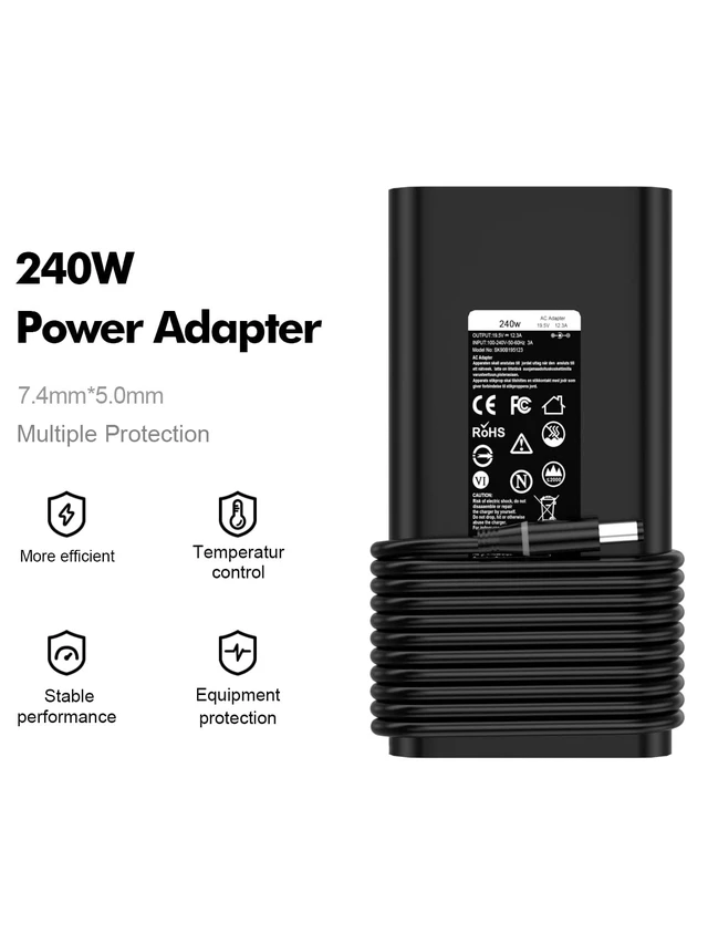 Alt view image 4 of 5 - IEFUU 240W Slim Style AC Adapter Charger Compatible with Dell Precision 17 7670 7680 7780 7770 Alienware M17 R5 M15 R7 AMD R7 X15 R2 X16 R1 X17 R2 19.5V 12.3A with AC Power Adapter Supply