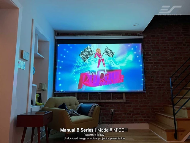 Alt view image 3 of 5 - Elite Screens Manual Pull Down Projector Screen 110-INCH Home Movie Cinema Gaming Office Presentation, ISF Certified, Auto-Lock Mechanism, 4K / 8K 3D Ultra HDR HD Ready, M110H