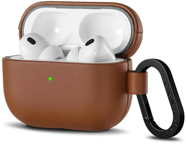 Main image of ORNARTO for AirPods Pro 3 Case, Vegan Leather Cover, Dark Brown