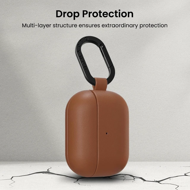 Alt view image 5 of 5 - ORNARTO for AirPods Pro 3 Case, Vegan Leather Cover, Dark Brown