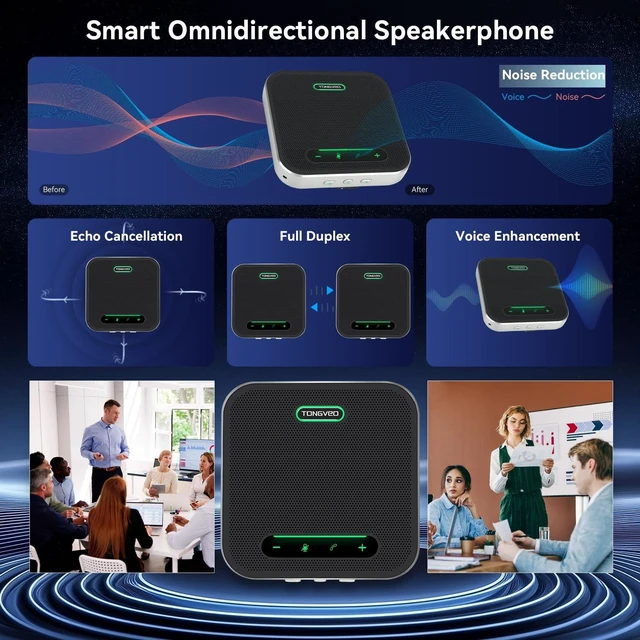 Alt view image 2 of 5 - Wireless Conference Speaker and Microphone, 2-in-1 Daisy Chain Bluetooth Speakerphone with 4 Mics Arrays and 360 Voice Pickup and Noise Reduction,Bluetooth/USB/Dongle connection Methods for 30
