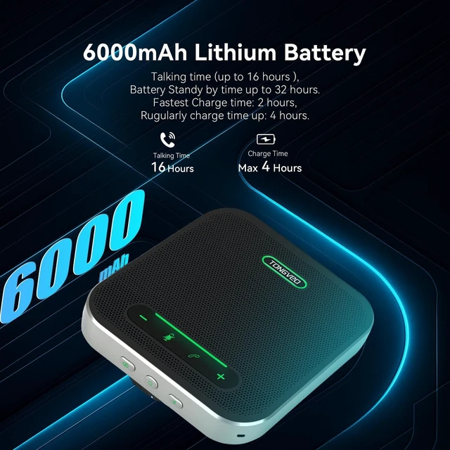 Alt view image 4 of 5 - Wireless Conference Speaker and Microphone, 2-in-1 Daisy Chain Bluetooth Speakerphone with 4 Mics Arrays and 360 Voice Pickup and Noise Reduction,Bluetooth/USB/Dongle connection Methods for 30