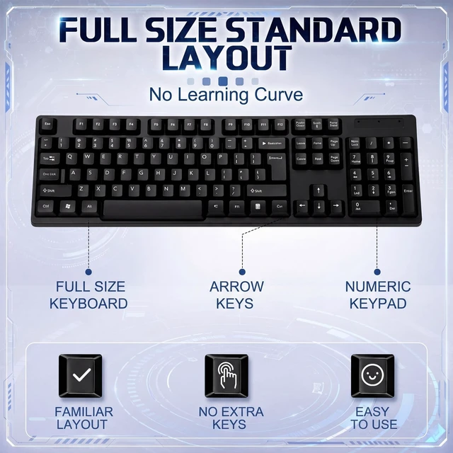 Alt view image 5 of 5 - Tellegloww 48 Pcs USB Wired Keyboard and Mouse Combo Bulk, Black