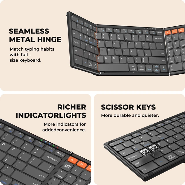 Alt view image 5 of 5 - MEETION Foldable Keyboard and Mouse Combo, Bluetooth Portable Set