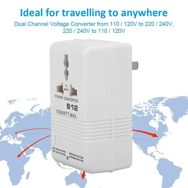 Alt view image 4 of 5 - Voltage Converter Step-Up and Step-Down 100W Power Transformer 110V 120V to 220V 240V Travel Adapter (CN Standard Plug)