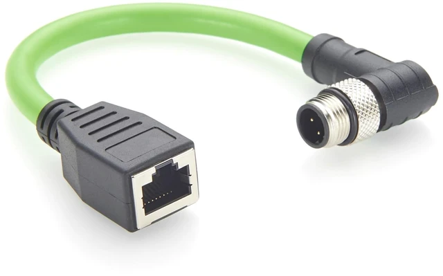 Main image of Right Angle M12 D-Code 4 Pin Male to RJ45 Female Industrial Ethernet Cable CAT5e SFTP Shielded IP67 High Flex Drag Chain Cable for PROFINET EtherCAT EtherNet/IP PLC Robot Sensor (0.2m/0.66FT)