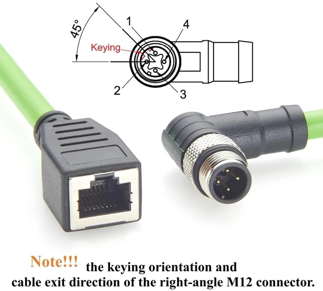 Alt view image 3 of 5 - Right Angle M12 D-Code 4 Pin Male to RJ45 Female Industrial Ethernet Cable CAT5e SFTP Shielded IP67 High Flex Drag Chain Cable for PROFINET EtherCAT EtherNet/IP PLC Robot Sensor (0.2m/0.66FT)