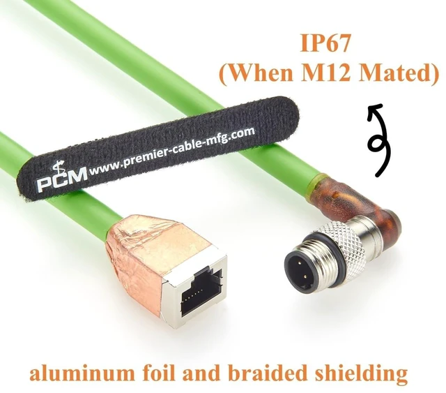Alt view image 5 of 5 - Right Angle M12 D-Code 4 Pin Male to RJ45 Female Industrial Ethernet Cable CAT5e SFTP Shielded IP67 High Flex Drag Chain Cable for PROFINET EtherCAT EtherNet/IP PLC Robot Sensor (0.2m/0.66FT)