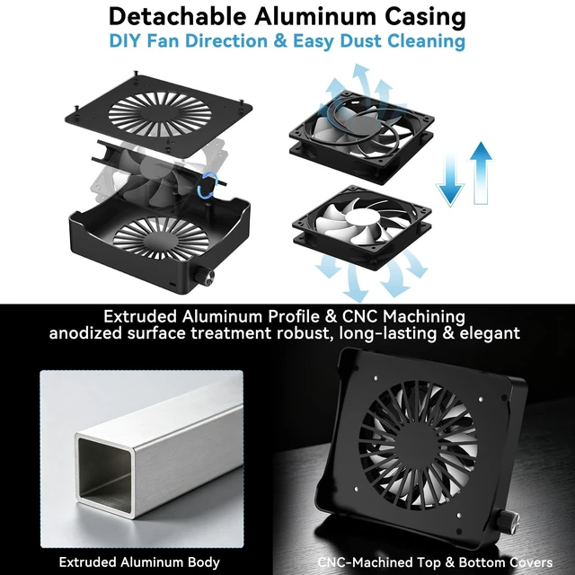 Alt view image 4 of 5 - Quiet USB Computer Fan, RGB Mini PC Cooling Fan Base, with Speed Controller