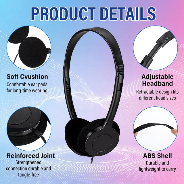 Alt view image 3 of 5 - Konohan 30 Pack Headphones Bulk Classroom Headphones, Black, Fresh