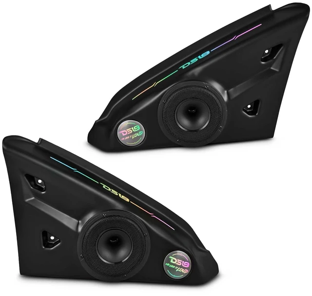 Main image of DS18 Loaded Armrest Speaker Panels for Polaris Slingshot ^^ 2 x 6.5 Shallow Coaxial Hybrid Mid-Range Loudspeaker with Built-in Driver & Digital LED Lights ^^ OEM Fit - 2015 to Current