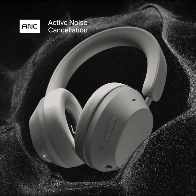 Alt view image 3 of 5 - Clemm Ambience Over-Ear Headphones, Active Noise Canceling & Transparency Mode, 65H Playtime, Bluetooth, 40mm Drivers, Built-in Mic, Memory Foam Earcups, Aux Cable Included, Ivory