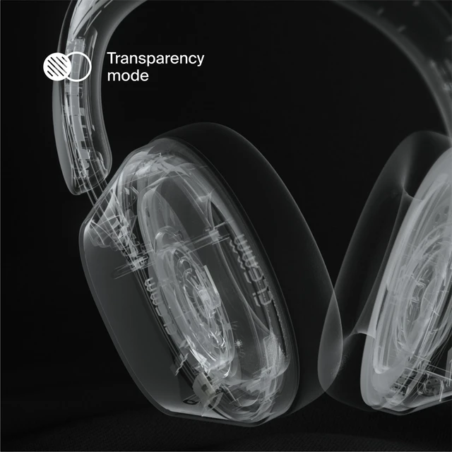 Alt view image 4 of 5 - Clemm Ambience Over-Ear Headphones, Active Noise Canceling & Transparency Mode, 65H Playtime, Bluetooth, 40mm Drivers, Built-in Mic, Memory Foam Earcups, Aux Cable Included, Ivory