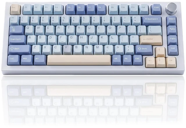 Main image of LAGWKX 75% Wired Gaming Mechanical Keyboard with Volume Knob, Gasket Mount Hot Swappable Keyboard, Pre-lubed Linear Switch, RGB Backlit, PBT Keycaps (White)