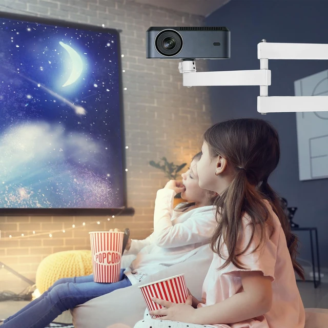 Alt view image 5 of 5 - MECCANIXITY Foldable Projector Wall Mount Adjustable 3-Arms 40+40cm White