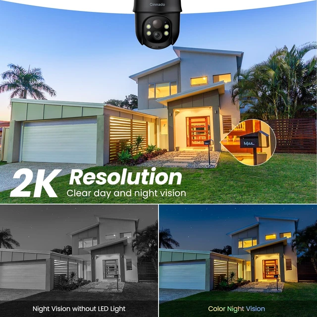 Alt view image 4 of 5 - Cinnado 2K Wireless Cameras for Home Security Solar Powered Black B6 1Pack