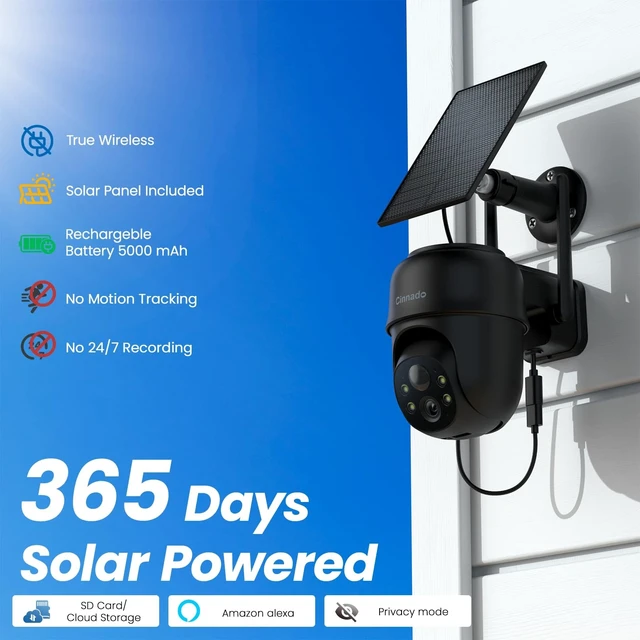 Alt view image 3 of 5 - Cinnado 2K Wireless Cameras for Home Security Solar Powered Black B6 1Pack