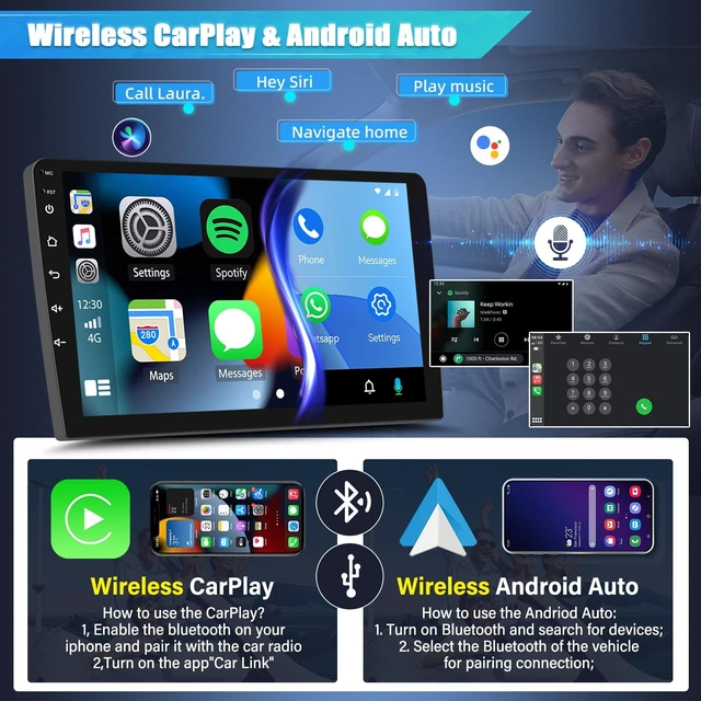 Alt view image 3 of 5 - Android 13 Double Din Car Radio Stereo Compatible for Mini Cooper R56 2007-2014 Wireless Car Play Android Auto 9" Touchscreen Car Radio Audio Receiver GPS Navigation Camera Mirror Link SWC