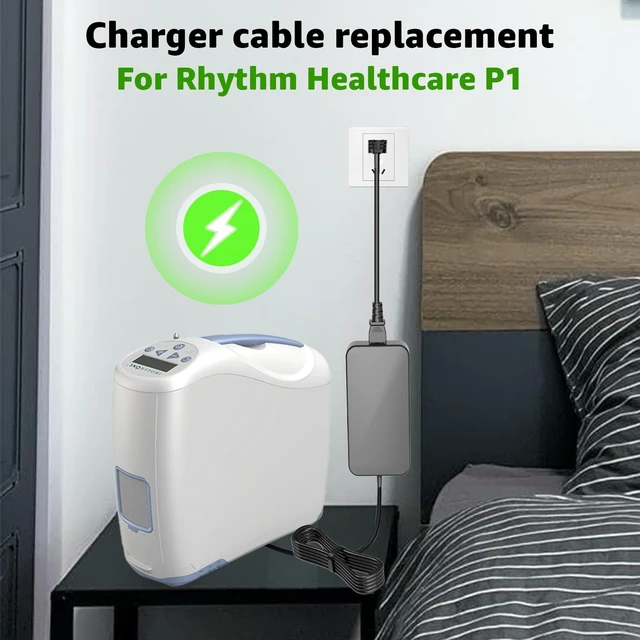 Alt view image 2 of 5 - 19V Charger Compatible with Rhythm Healthcare P2 E6 E7 Oxygen Concentrator