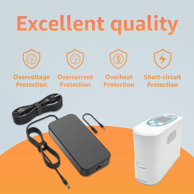 Alt view image 3 of 5 - 19V Charger Compatible with Rhythm Healthcare P2 E6 E7 Oxygen Concentrator
