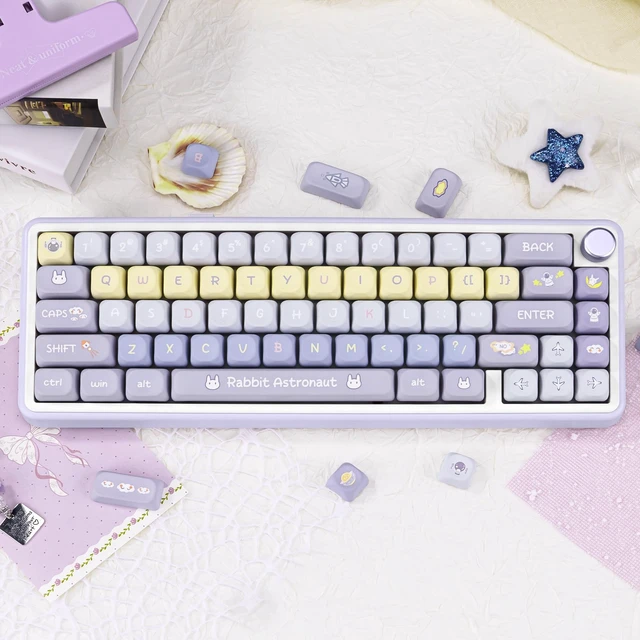 Alt view image 3 of 5 - ZRRRIOY Cute Bunny Purple PBT Dye-Sublimation MOA Profile Keycaps.