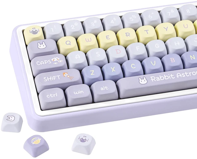 Main image of ZRRRIOY Cute Bunny Purple PBT Dye-Sublimation MOA Profile Keycaps.