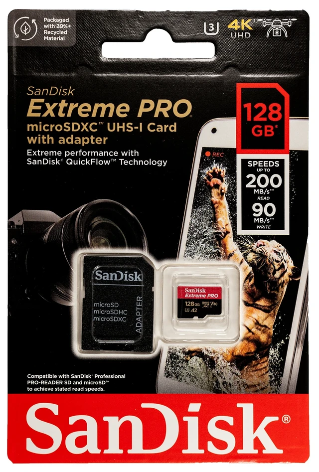 Alt view image 2 of 5 - SanDisk UHS-I MicroSD 128GB Extreme Pro Card Works with GoPro Action Cams