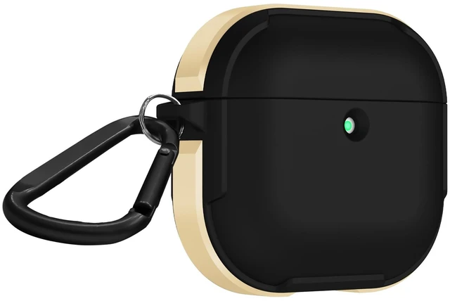 Main image of KZDOO Crashguard for AirPods 4 Case, Metal Protective Cover with Aluminum Alloy Frame Case, Carabiner Included, Shockproof, Scratch-Resistant, Wireless Charging Compatible (Gold)