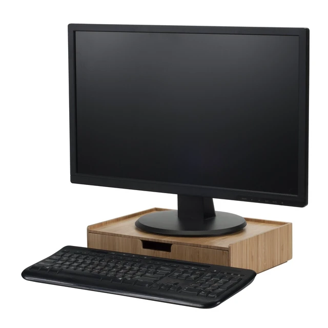 Alt view image 2 of 5 - MobileVision Bamboo Drawer Large, Monitor Stand & Stackable Storage Solution for office products pens, pencils, scissors, notepads, business cards and more