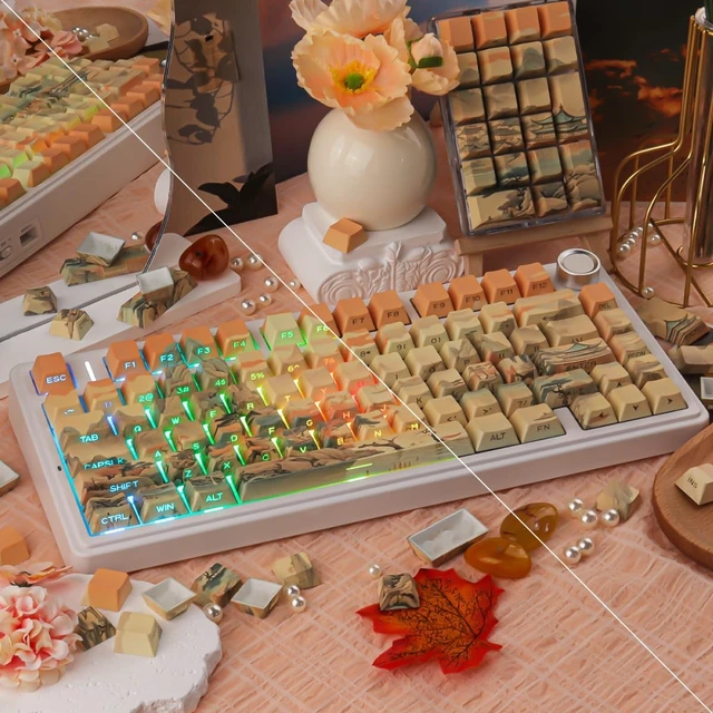 Alt view image 3 of 5 - JOMKIZ MoonGaze Landscape Art PBT Dye-sub Keycaps Cherry Profile Side-lit