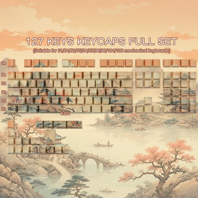 Alt view image 4 of 5 - JOMKIZ MoonGaze Landscape Art PBT Dye-sub Keycaps Cherry Profile Side-lit
