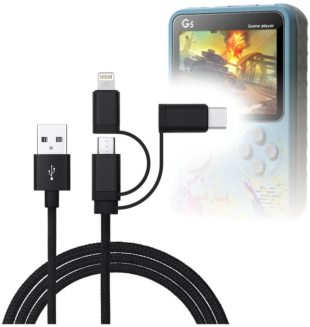 Main image of BoxWave Cable Compatible with CredevZone FC3000 (2.8 in) - AllCharge 3-in-1 Cable - Jet Black