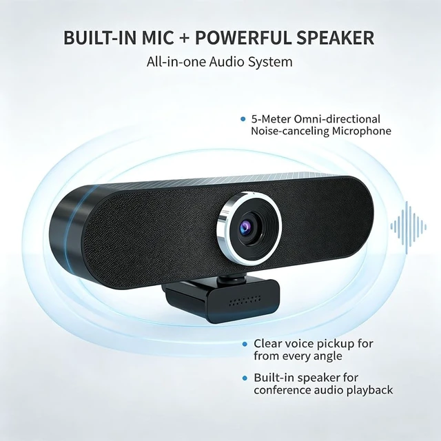 Alt view image 4 of 5 - Meeasier 3-in-1 4K Webcam with AI Auto Tracking, Built-in Noise Reduction Mic & Powerful Camera Speaker, 90 FOV, 1/2.7 CMOS Sensor, Privacy Lens Cover, USB, Type, for Meeting Live Streaming