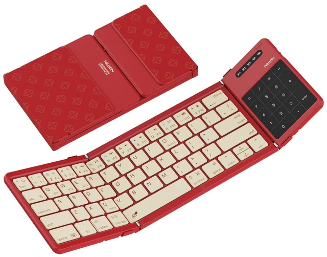 Main image of Nillkin Pocket Foldable Wireless Keyboard with Touchpad Numerical Pad for Trip Travel Meeting for Tablets Fold Phone Laptop PC, Full Size (Small) Magnetic Folding Keyboard (Passion Red)