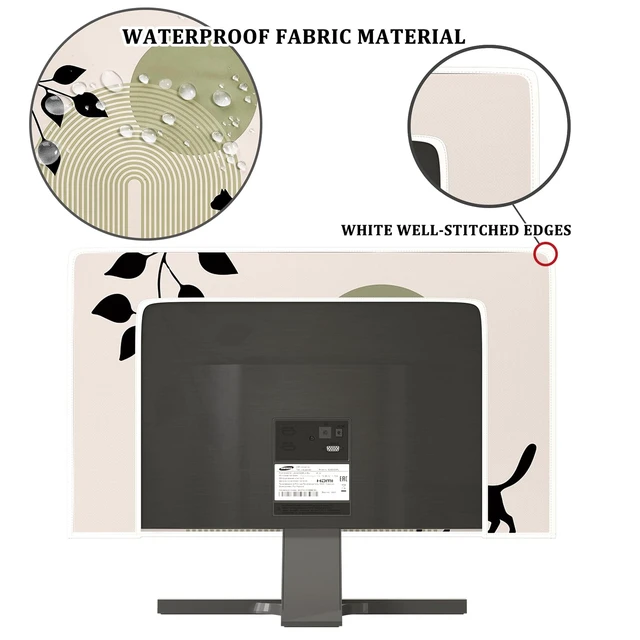 Alt view image 3 of 5 - Baocicco Boho Cat Waterproof Television Cover 50,51,52 Inch Black and Green Bohemian Plants Stripe Screen TV Cover for LCD LED PC Desktop and Home Hanging TV Anti-Static Dustproof Protective