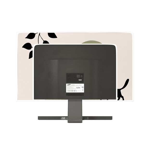 Alt view image 5 of 5 - Baocicco Boho Cat Waterproof Television Cover 50,51,52 Inch Black and Green Bohemian Plants Stripe Screen TV Cover for LCD LED PC Desktop and Home Hanging TV Anti-Static Dustproof Protective