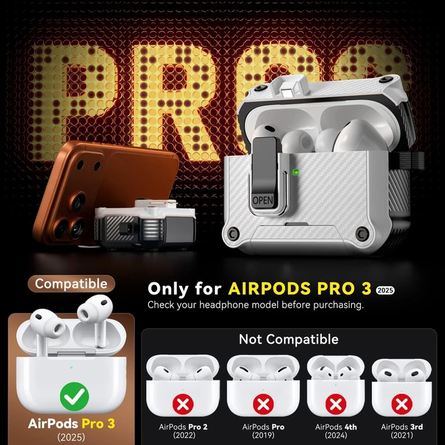 Alt view image 2 of 5 - Inesore for AirPods Pro 3 Case with Secure Lock (White)