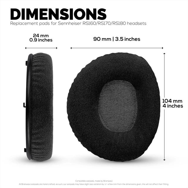 Alt view image 5 of 5 - Replacement Earpads for Sennheiser RS160, RS170, RS180, HDR160, HDR170 & HDR180 Headphones, Soft Velour & Foam Ear Pad for Additional Comfort - by Brainwavz