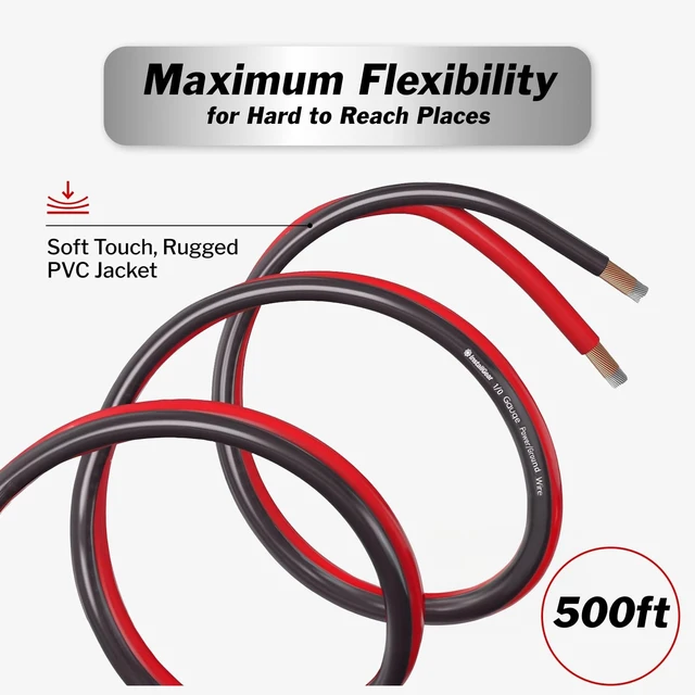 Alt view image 5 of 5 - InstallGear 14 Gauge Speaker Wire 500 ft - CCA Cable for Car Audio and Home Theater - Soft Touch PVC Jacket - Easy Polarity ID - Surround Sound and Stereo Use - Black and Red