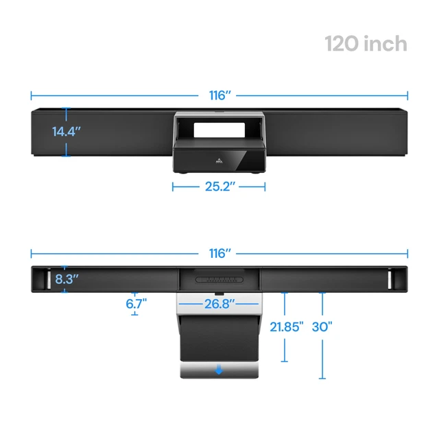 Alt view image 2 of 5 - AWOL RGB Glow Station, 120" Universal UST Projector Stand/Base with RGB Ambient Lighting, Remote-Control LED, Cable Management & 4-Outlet Power, Fits Most Ultra-Short-Throw Projectors